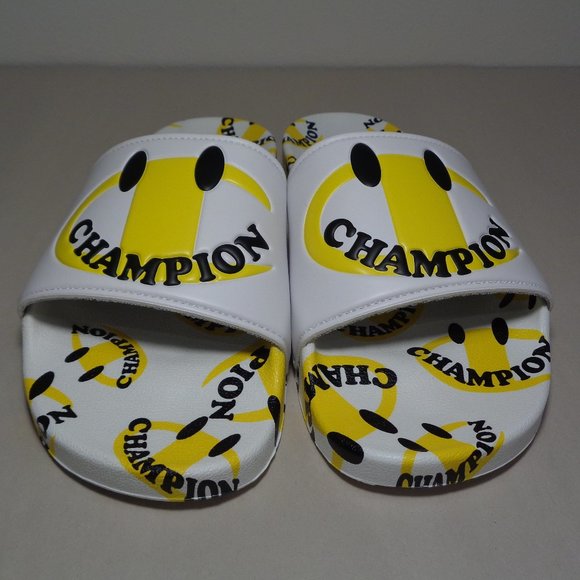 Champion Size 11 M IPO SMILE White Yellow Slide Sandals New Men\'s Shoes main image 4